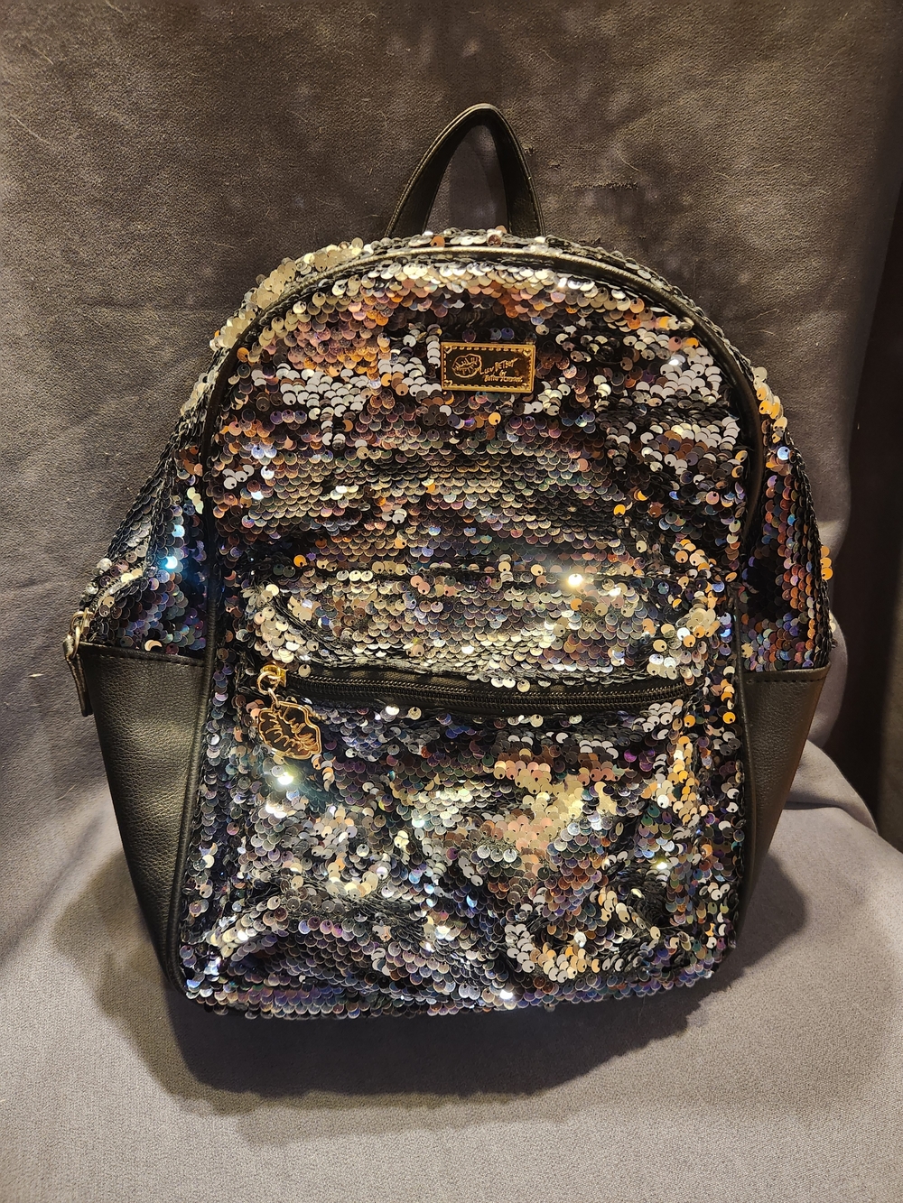 Luv Betsey Johnson Silver Sequin Medium Backpack